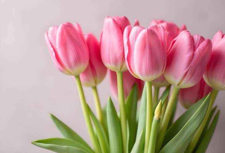 Floral Pink Tulips with a Greeting Card A CloseUp of Springs Beauty